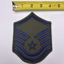 U.S. Military USAF Master Sergeant Rank Insignia Patch E-7 Green Subdued 4” MSgt picture