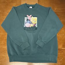 Vtg Disney Store Sweatshirt Womens Large Green Winnie The Pooh Eeyore Piglet picture