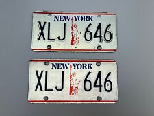 Pair Of Vintage New York License Plates Statue Of Liberty Set Plate Tag# XLJ 646 picture