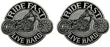 RIDE FAST LIVE HARD EMBROIDERED BIKER PATCH | 2PC IRON ON OR SEW  4