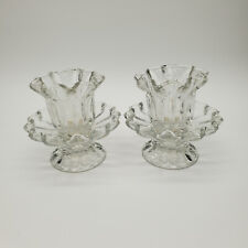 2 Partylite 2 Piece Clear Glass Candle Holders with Ruffled Edge picture