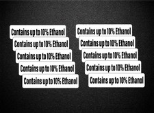 Contains Up To 10% Ethanol Decals Stickers 1.0" x 4.0" 10pk Gas Stations P844 picture