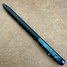 Tactile Turn - Titanium Slim Bolt Action Standard Size Pen Tribal Black & Teal picture