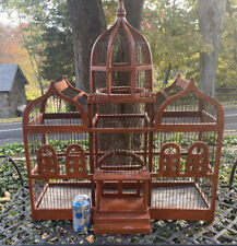 Vintage Bird Cage French Victorian Wood + Wire Dome Antique Architectural Large picture