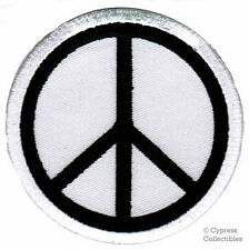 PEACE SIGN PATCH HIPPIE SUMMER OF LOVE white embroidered iron-on APPLIQUE EMBLEM picture