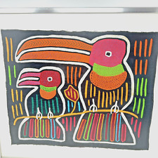 vintage Panama Mola Textile Folk Art Toucan Birds Beautiful 1960s-ask Lower S&H picture