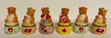 Vintage Lot Of Six (6) Porcelain Hinged Teddy Bear Miniature Trinket Boxes picture