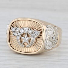 0.23ctw Diamond Shriners Signet Ring 14k Gold Masonic Scottish Rite Blue Lodge picture