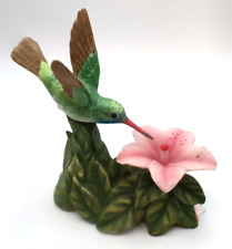 Vintage Allen's Porcelain Broad-Billed Hummingbird with Azalea Figurine. 
