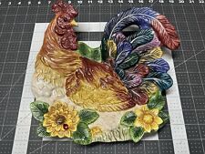 Vintage French Italian Ceramic Rooster Wall Plaque Counter Plate French Country picture