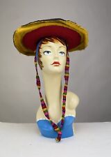 Antique Peruvian Quechuan Montera Andes handmade hat with bright colors, as is picture