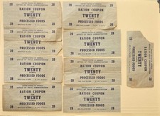 Lot Of-9-WWII-ration Coupon For 20 Points Processed Foods picture