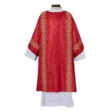Monreale Dalmatic Woven Satin Bandin Red for Priests in Size:59 x 48