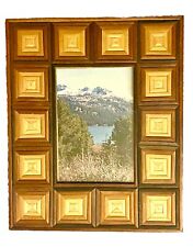 Vintage Wooden Parquetry Cubic Square Style Picture Frame Various Woods 11”x9” picture