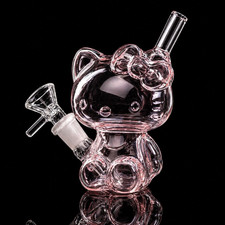 4.5" CUTE KITTY Glass Bong Portable Smoke Hookah Water Pipe Girly Gift USA Stock picture
