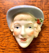 1930's ART DECO HAND PAINTED LADY HEAD WALL POCKET/VASE - JAPAN picture