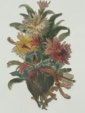 Antique Victorian Embossed Die Cut Flowers Fancy Bouquet Love picture