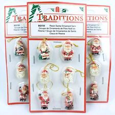 Lot Miniature Santa Christmas Tree Ornament Set (3 sets of 6 resin ornaments) picture