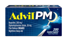 Advil PM Pain Reliever/Nighttime Sleep Aid, 200 Caplets, fast ship picture