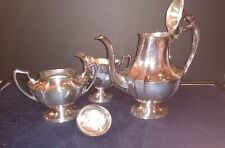 Vintage 3pc Wallace Bros Silver Plate Tea Set, V570 Pot,Creamer,Sugar Dish W/Lid picture