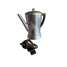 Vintage 1930s Aluminum West Bend Coffee Percolator With Bakelite Handle & Cord picture