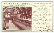 1908 White Seal Buffet Bar West Of Chicago Oshkosh Wisconsin WI Antique Postcard picture