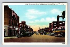 Cheyenne WY-Wyoming, Seventeenth Street & Business District, Vintage Postcard picture