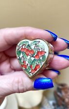 Halcyon Days Red Cherries Valentine’s Day Heart Shaped Enamel Trinket Box picture