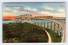 Huey P Long Bridge New Orleans Louisiana LA Linen Postcard M14 picture