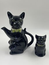 Vintage Tony Wood Pussy Foot Decorative Lucky Black Cat Novelty Tea Pot, Creamer picture