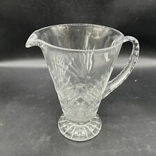 VTG EAPG Large And Heavy Clear Glass Pitcher With Fan Design picture