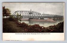 Davenport IA-Iowa, Government Bridge, Mississippi River, Vintage c1912 Postcard picture
