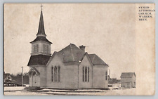 1908 Synod Lutheran Church Warren MN Vintage Postcard Winter Street View picture