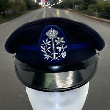 Vintage Belgian City Police Cap w/ Crown & Sword Obsolete Badge Blue size 57.5 picture