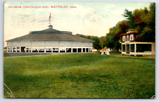 Waterloo Iowa 1910 Postcard Coliseum & Willard Hotel at Chautauqua Park picture