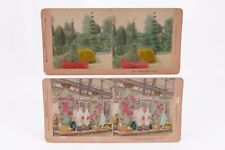 Lot of 2 Colorized Stereoviews Happy Dream & Japanese Vases at Columbian Expo picture