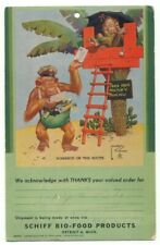 Schiff Bio-Food Products Detroit MI Monkey Advertising 1940s Postcard ~ Michigan picture