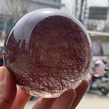TOP 1.9LB Natural copper rutilated Sphere Quartz Crystal Ball Healing E777 picture
