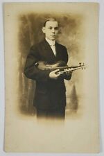 RPPC Handsome Young Man Violinist c1907 Real Photo Postcard M2 picture