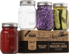 Wallaby 16oz Wide Mouth Clear Mason Jars with Lid & Seal Bands 4-Pack picture