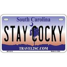 Stay Cocky South Carolina Novelty Metal Motorcycle Plate MP-6312 picture