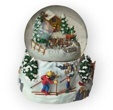 Vtg MR CHRISTMAS North Lodge Winter Fun Snow Water Globe Skiing Cabin Holiday  picture