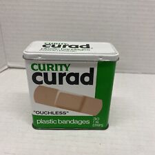 Curad Band-Aids Vintage Metal Hinged Top Tin of Ouchless 3.5