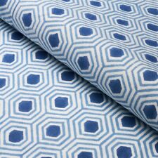 Schumacher Fun Cheerful Geometric Handprint Fabric- Otis Hand Print Blue 4.80 yd picture