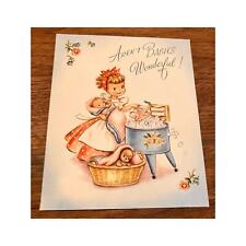 Vintage 1960s Baby Shower, Congrats, Greeting Card, Paper Ephemera picture