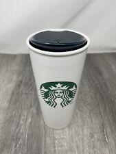Starbucks 2014 Ceramic Travel Mug Tumbler Mermaid Logo 16 oz & Ceramic Blue Lid picture