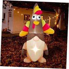 BLOWOUT FUN 5ft Thanksgiving Inflatable Cute Gnome Decoration, LED Blow Up  picture