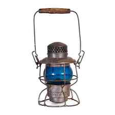 1920's Adlake Piper Canadian Pacific Railway Lantern with Blue Green Glass Lens picture