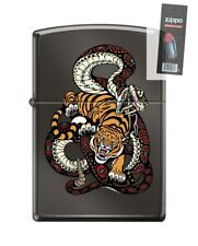 Zippo 82229 snake tiger tattoo japanese oriental asian Lighter + FLINT PACK picture
