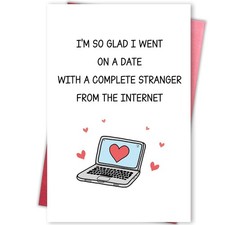 First Date Anniversary Card Gift for Him Her, Funny Internet Stranger Online ... picture